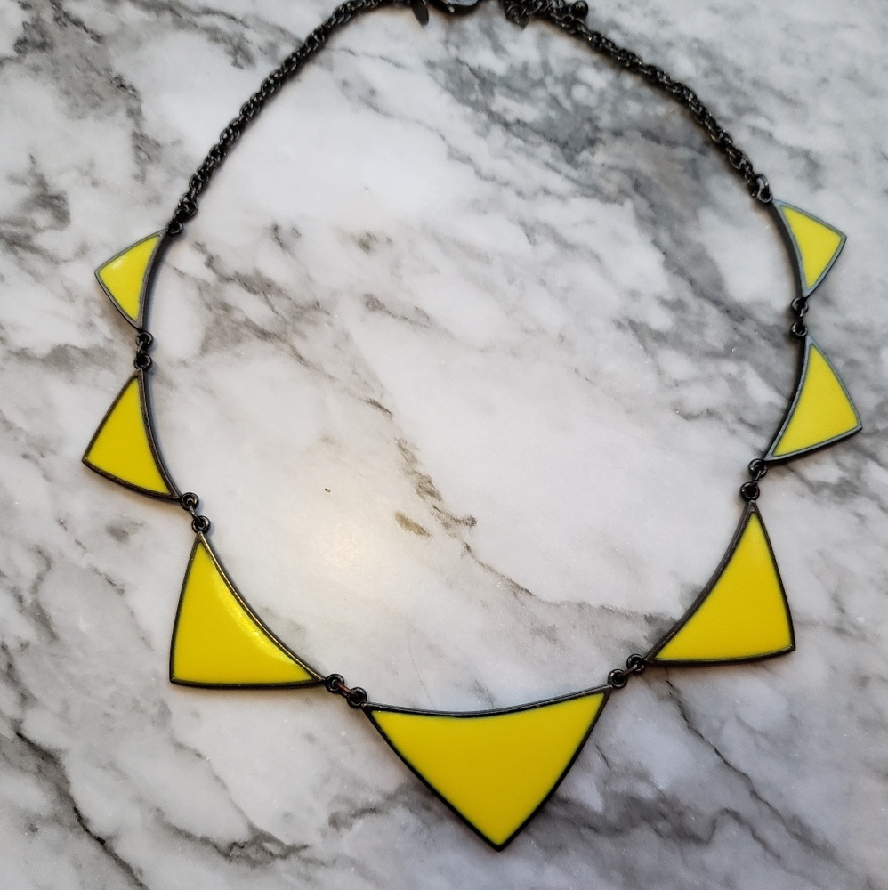Bright yellow enamel Express geometric necklace